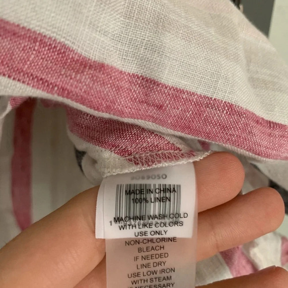 Vince Camuto 100% linen striped blouse S - Picture 3 of 5